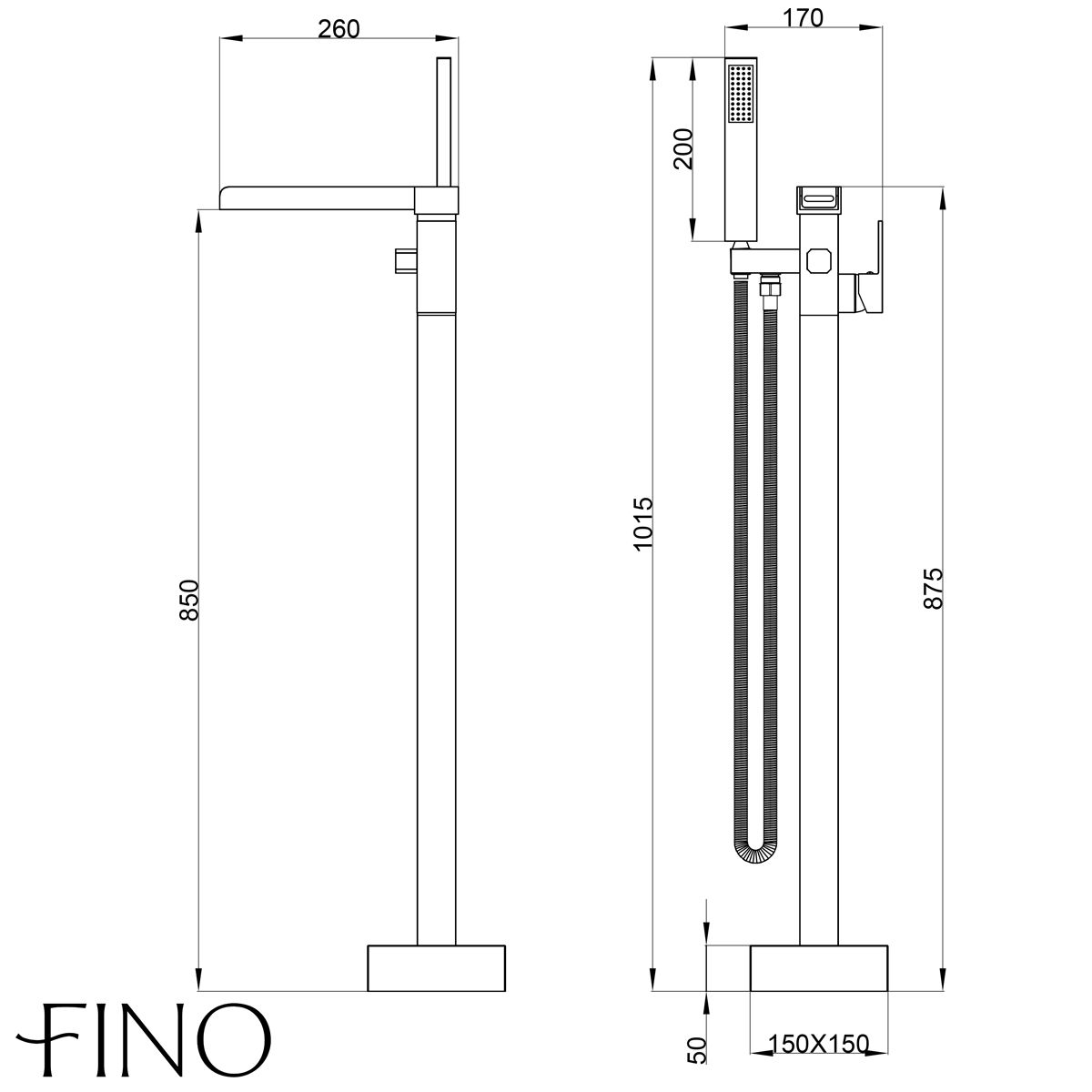 Waterfall Freestanding Silver Chrome Plated Bath Tap With Shower