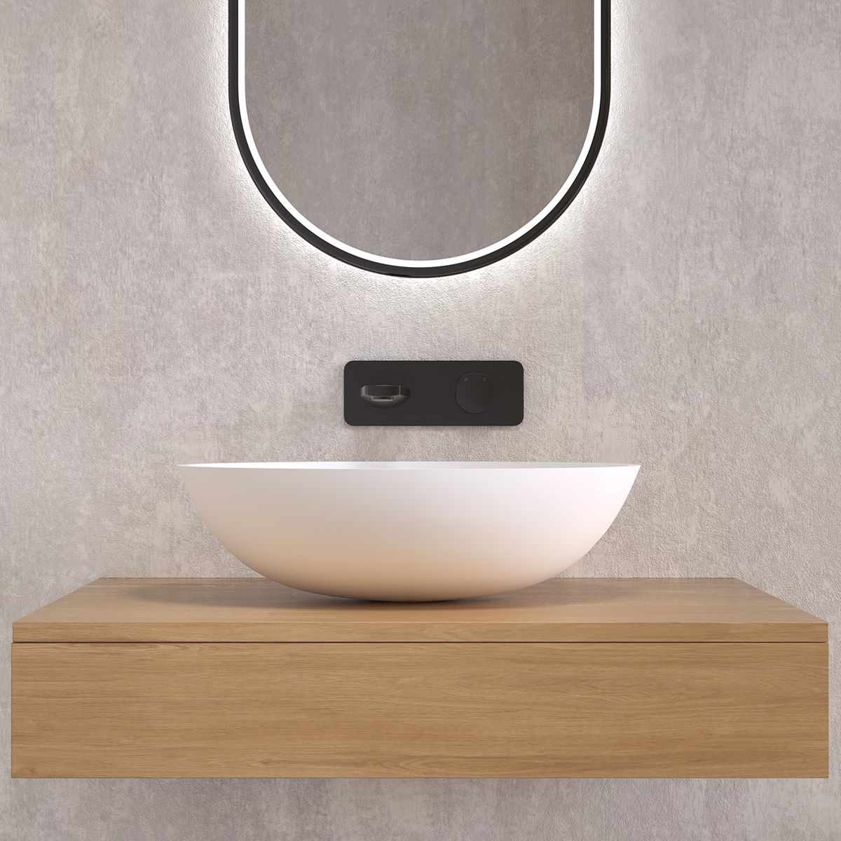 Almagro Matt White Countertop Stone Basin 480mm