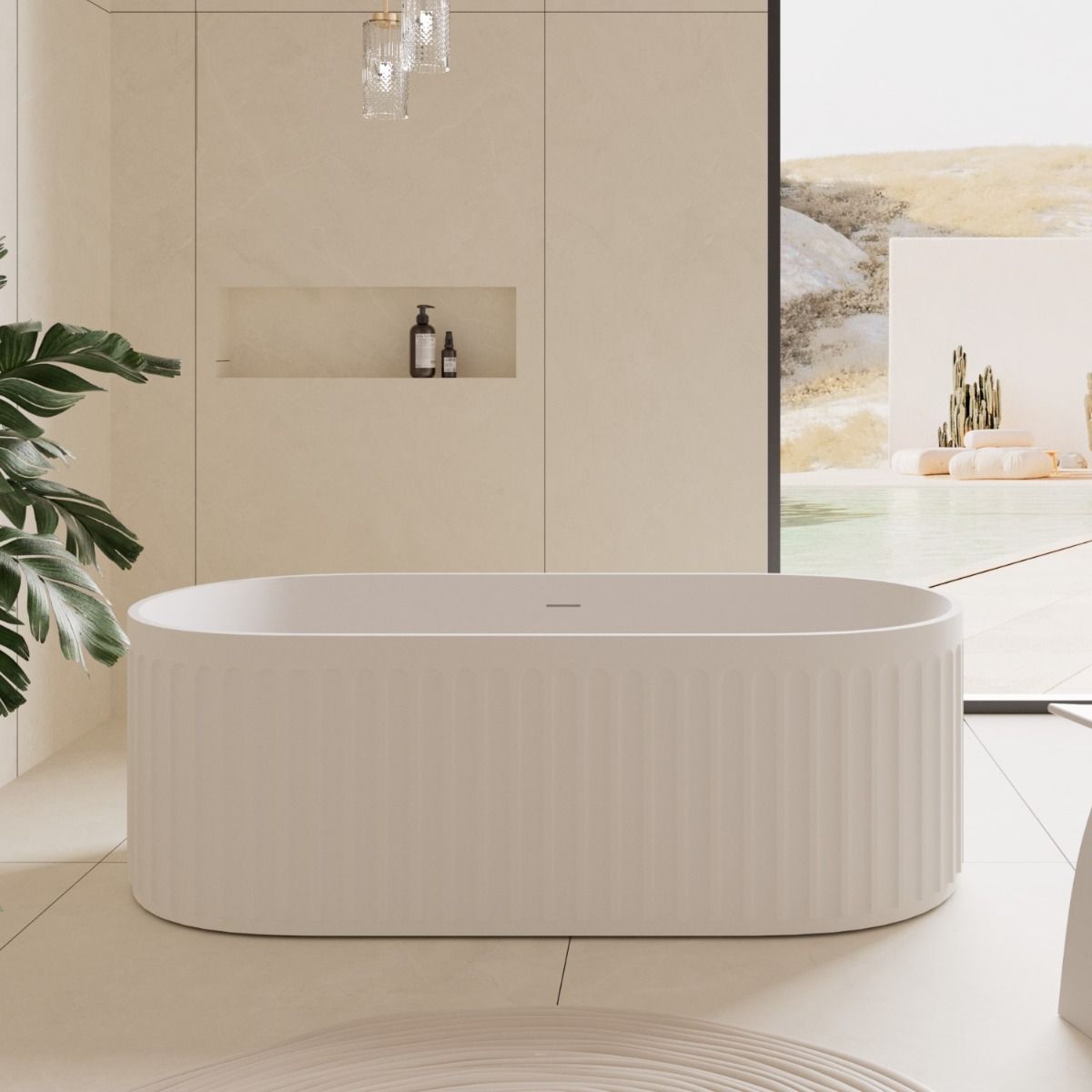 Valencia Matt White Freestanding Stone Bath 1700mm
