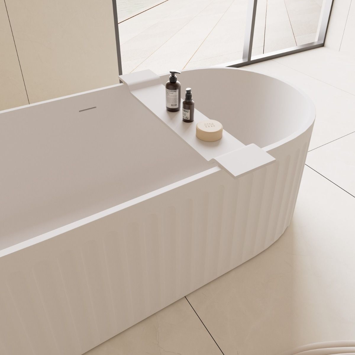 Valencia Matt White Freestanding Stone Bath 1700mm