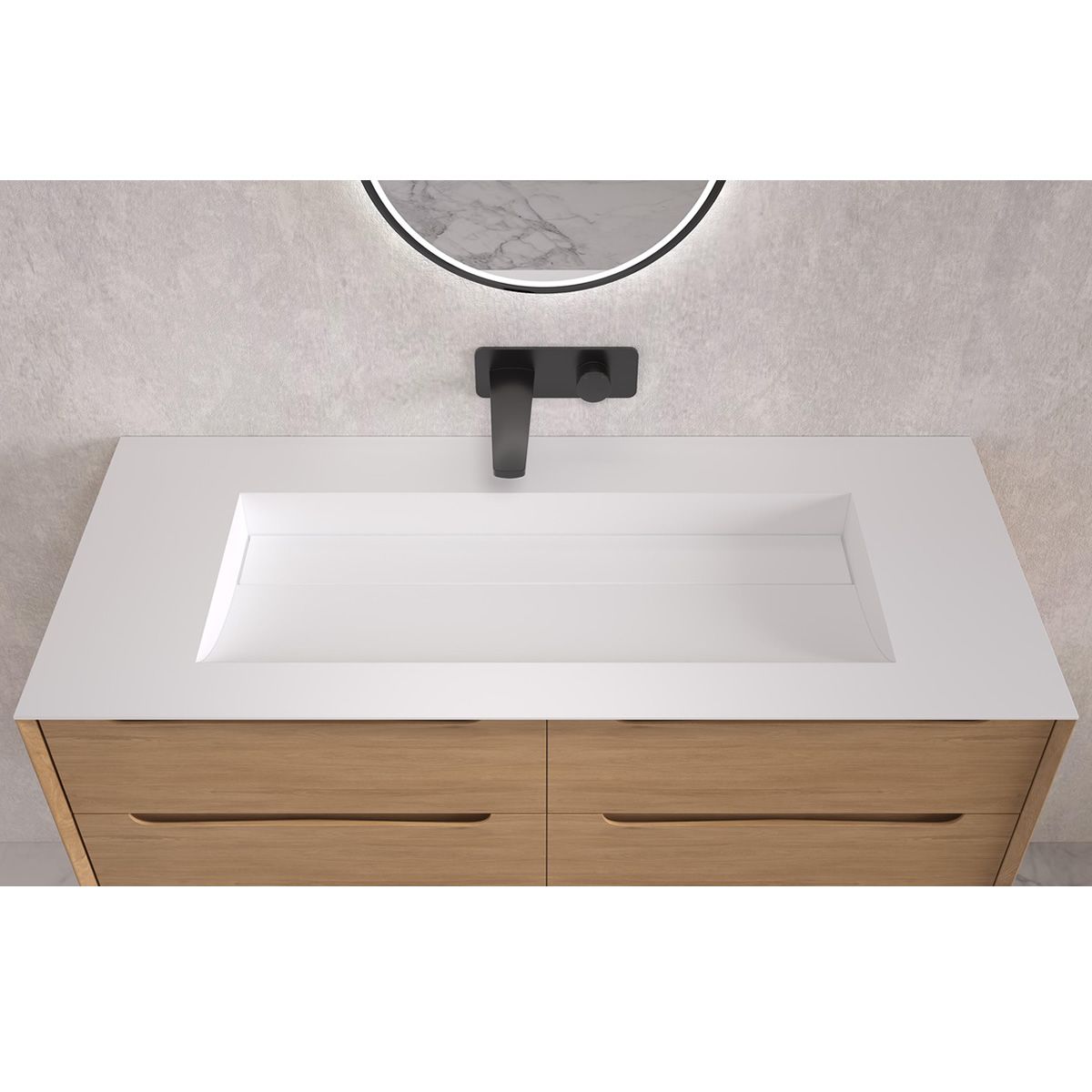 Barcelona Matt White Stone Double Vanity Sink 1200mm