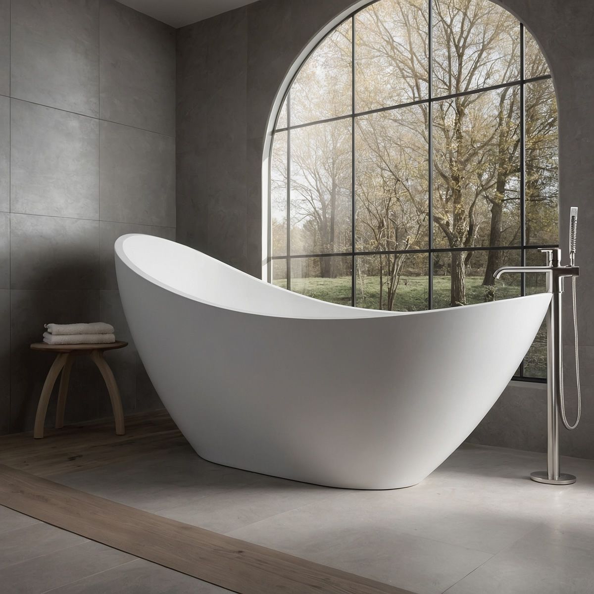 Barcena Matt White Freestanding Stone Bath 1870mm
