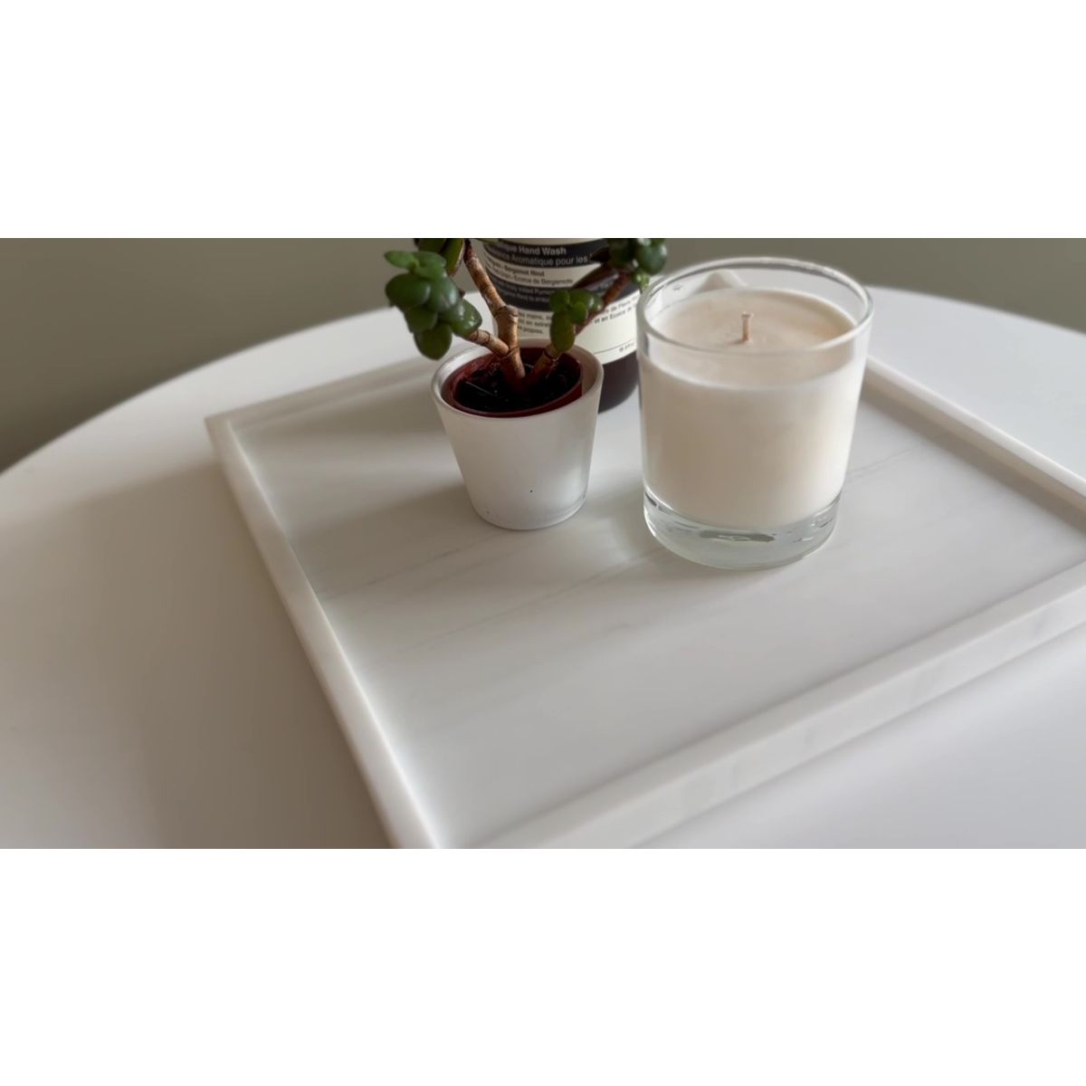 Matt White With Grey Stone Bathroom Tray - 300mm