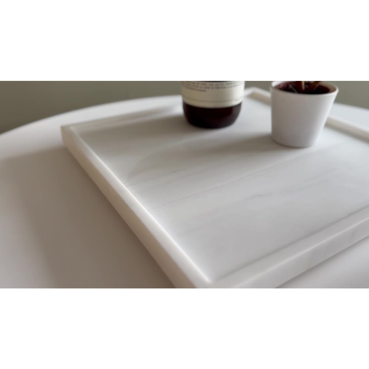 Matt White With Grey Stone Bathroom Tray - 300mm
