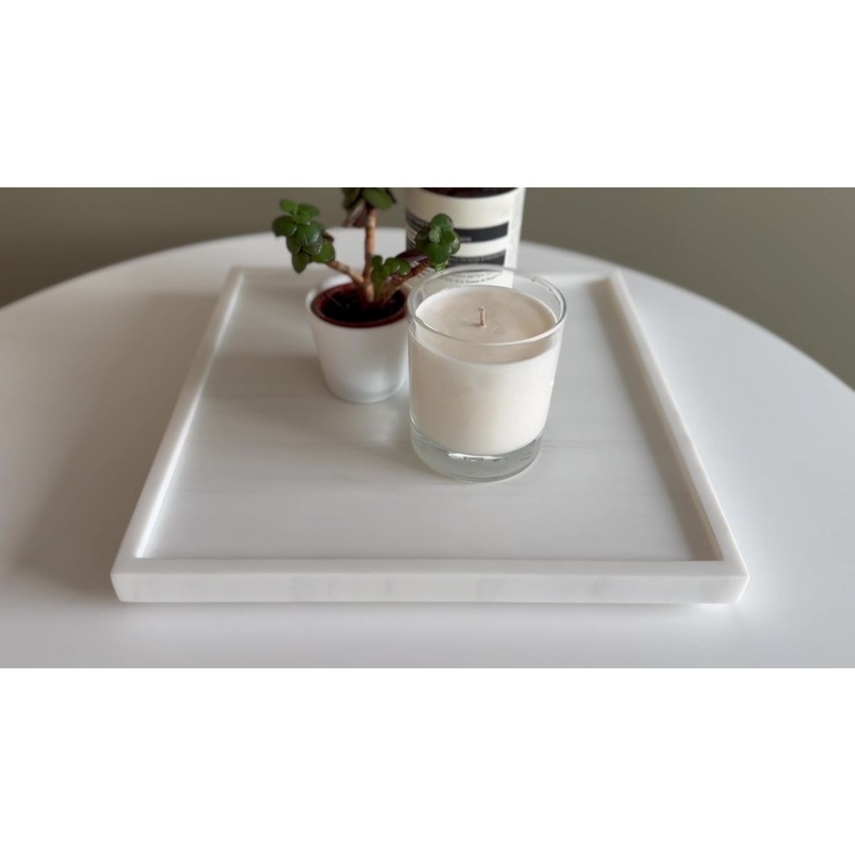 Matt White With Grey Stone Bathroom Tray - 300mm