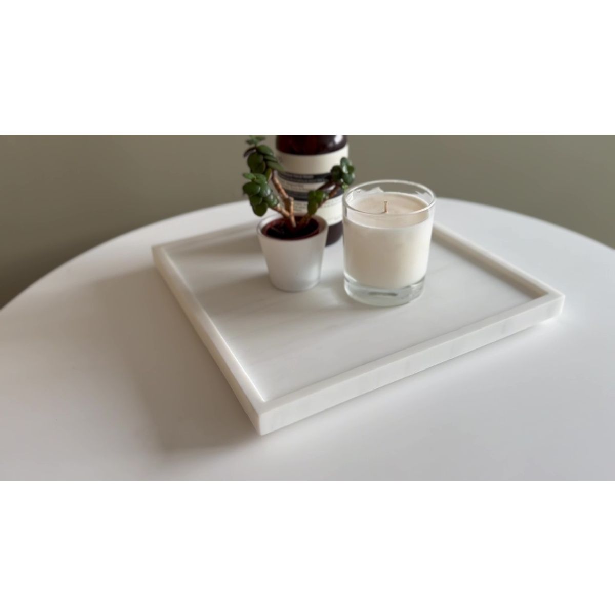 Matt White With Grey Stone Bathroom Tray - 300mm