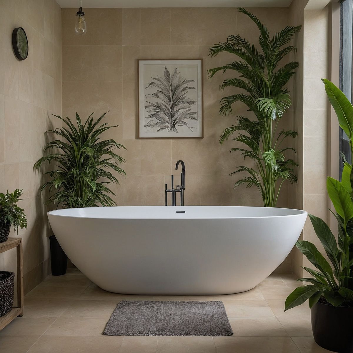 Casares Matt White With Gloss Freestanding Stone Bath 1800mm