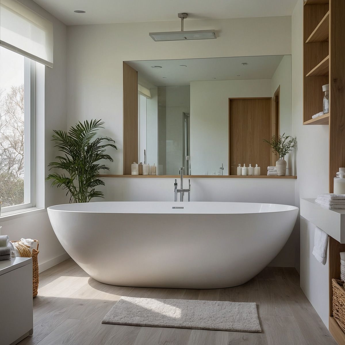 Casares Matt White With Gloss Freestanding Stone Bath 1800mm