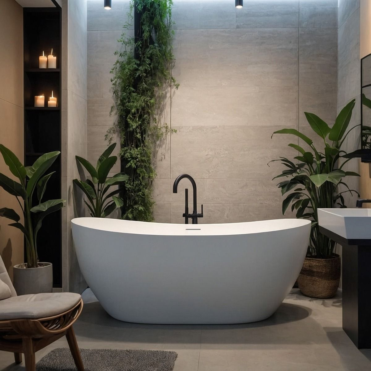 Cazorla Matt White Freestanding Stone Bath 1800mm