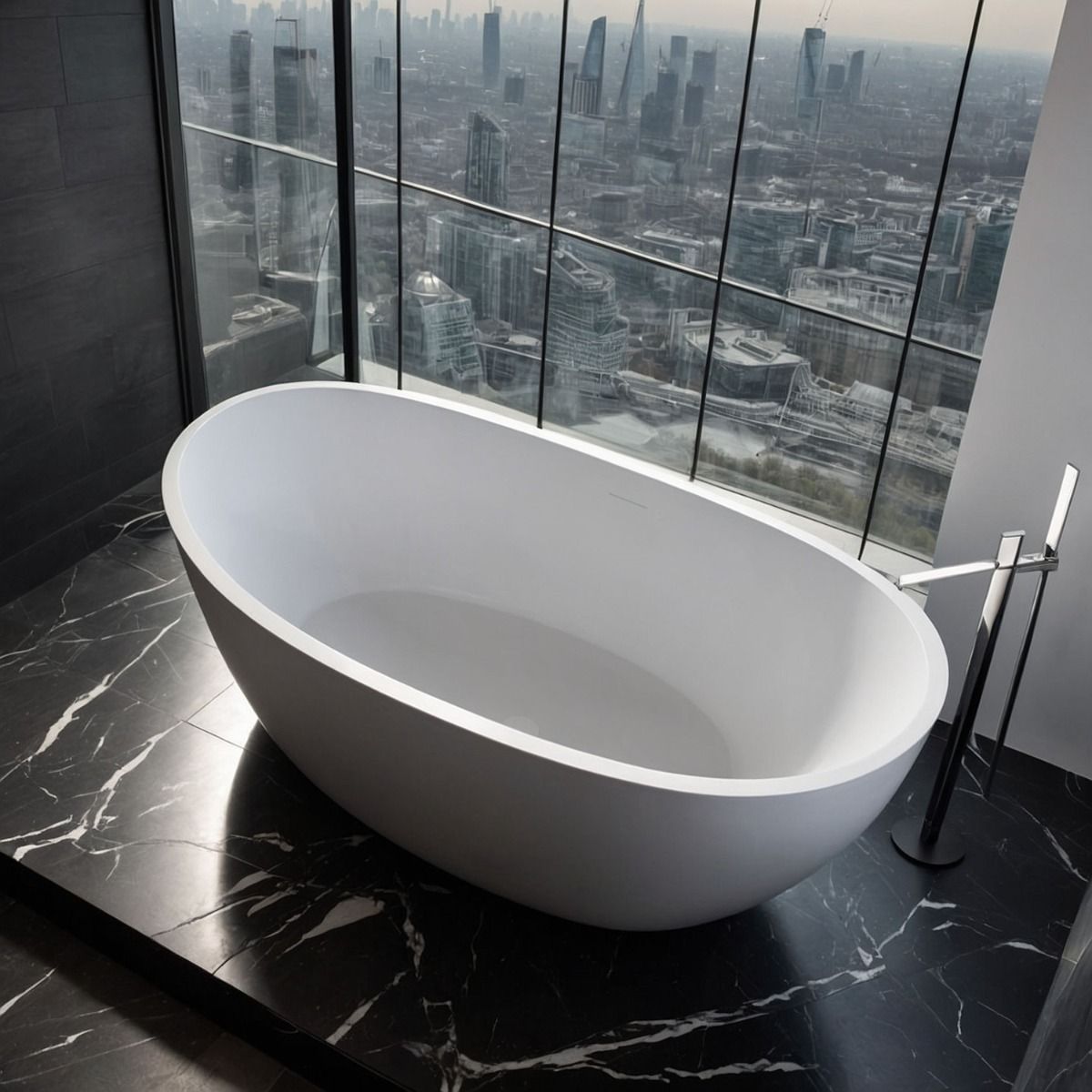 Cazorla Matt White Freestanding Stone Bath 1800mm