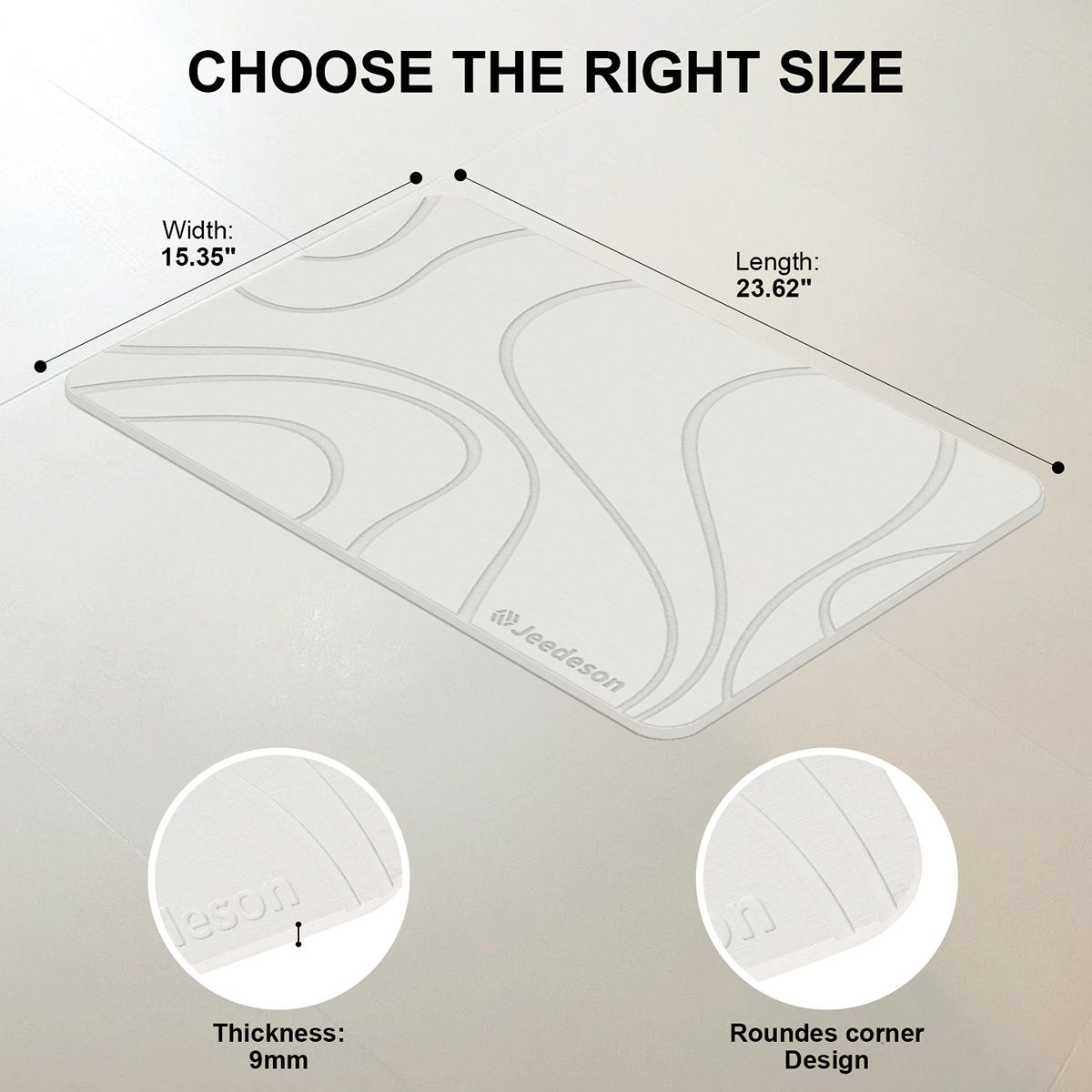 Stone Bath Mat Diatomaceous Earth Shower Mat Non-Slip Super Absorbent Diatomite Stone Mats for Bathroom Floor Quick-Drying Easy to Clean (39x60cm/16