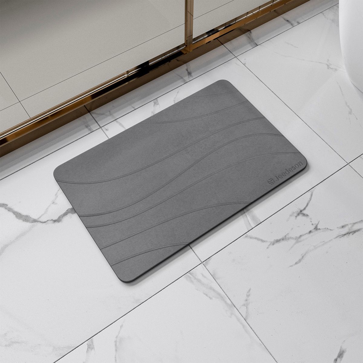  Stone Bath Mat - Super Absorbent Quick-Dry Diatomite Bath Mat, Non-Slip Bathroom Floor Mat with Anti-Slip Pad, Natural & Sustainable (39x60cm/16