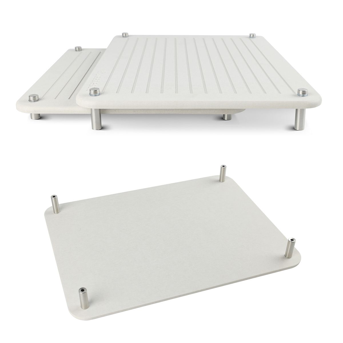 Premium 2-Pack Diatomite Dish Drying Mat | Fast-Absorbing Stone Sink Tray | Expandable Worktop Drying Rack Pad | Eco-Friendly Kitchen Drain Board, Light Grey