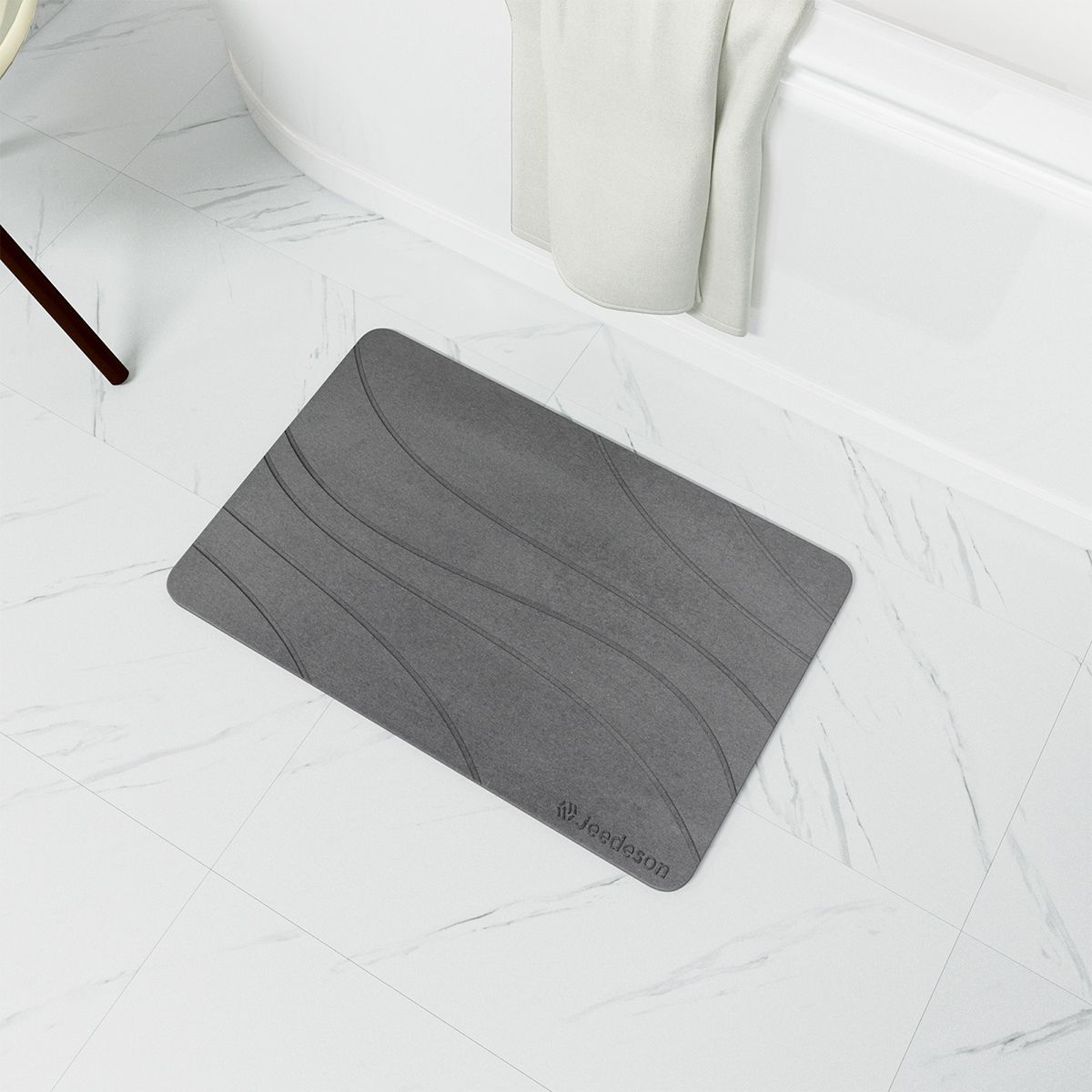  Stone Bath Mat - Super Absorbent Quick-Dry Diatomite Bath Mat, Non-Slip Bathroom Floor Mat with Anti-Slip Pad, Natural & Sustainable (39x60cm/16