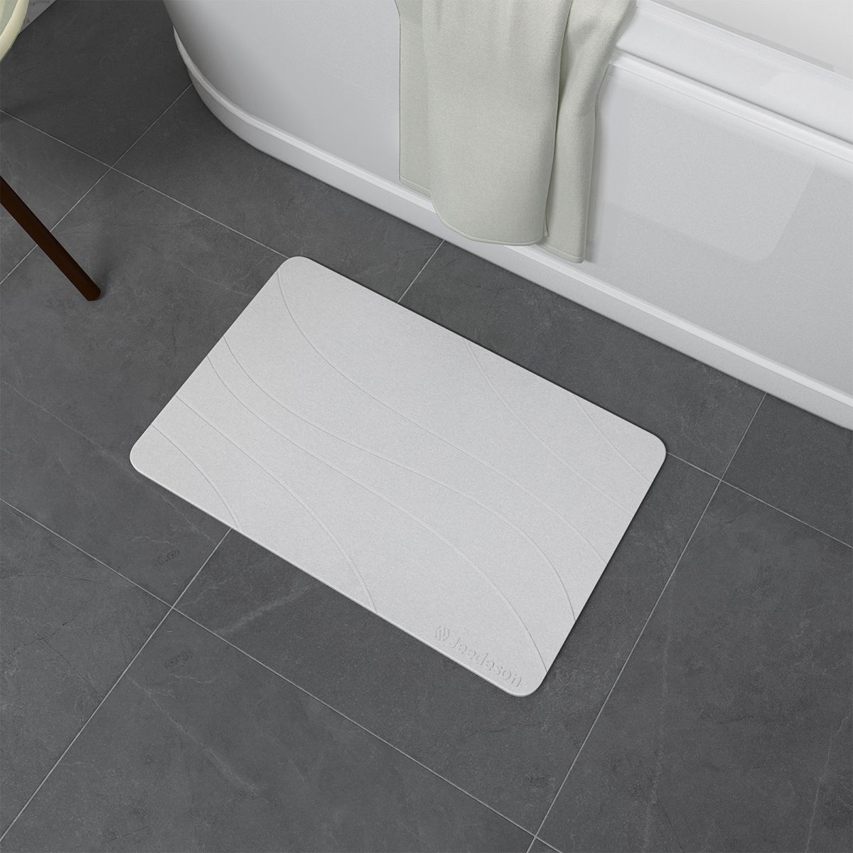  Stone Bath Mat - Super Absorbent Quick-Dry Diatomite Bath Mat, Non-Slip Bathroom Floor Mat with Anti-Slip Pad, Natural & Sustainable (39x60cm/16