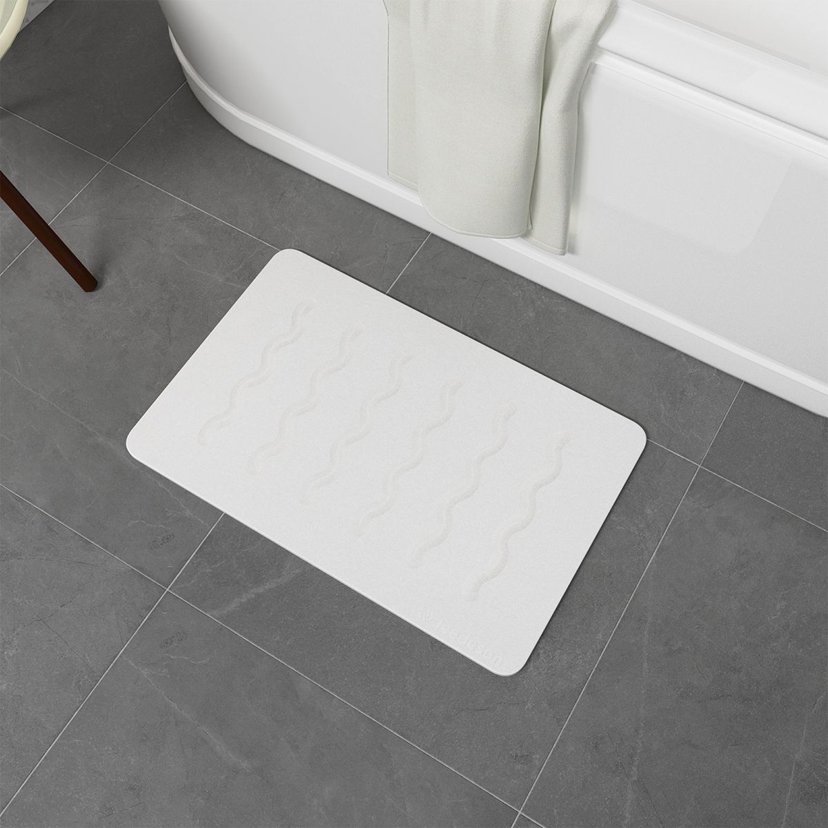 Stone Bath Mat Diatomaceous Earth Shower Mat Non-Slip Super Absorbent Diatomite Stone Mats for Bathroom Floor Quick-Drying Easy to Clean (39x60cm/16