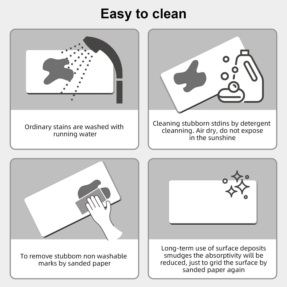 Stone Bath Mat Diatomaceous Earth Shower Mat Non-Slip Super Absorbent Diatomite Stone Mats for Bathroom Floor Quick-Drying Easy to Clean (39x60cm/16