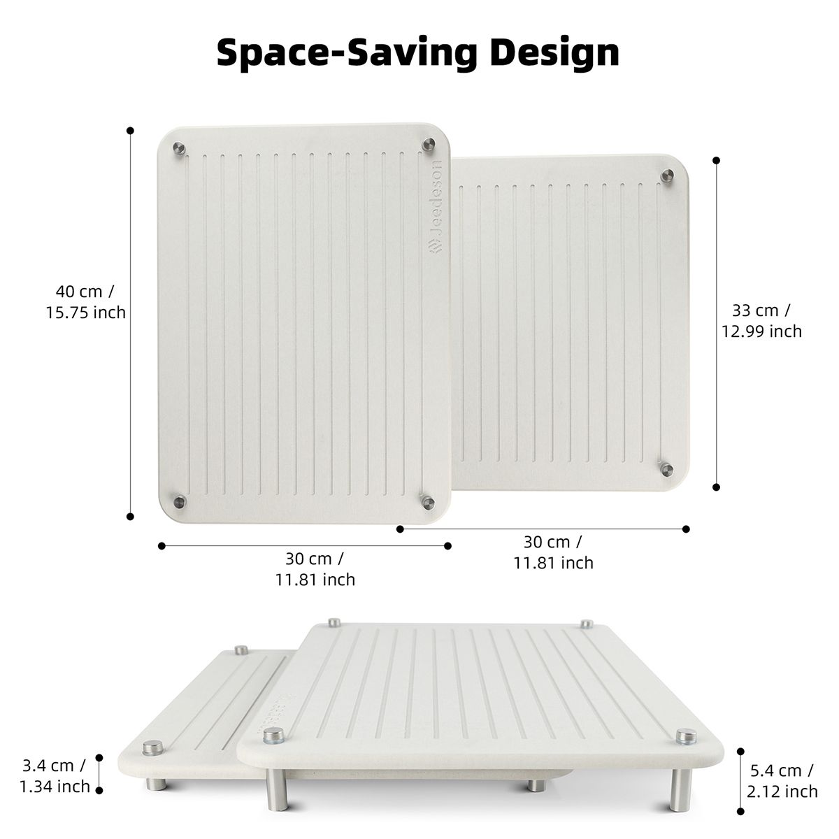 Premium 2-Pack Diatomite Dish Drying Mat | Fast-Absorbing Stone Sink Tray | Expandable Worktop Drying Rack Pad | Eco-Friendly Kitchen Drain Board, Light Grey