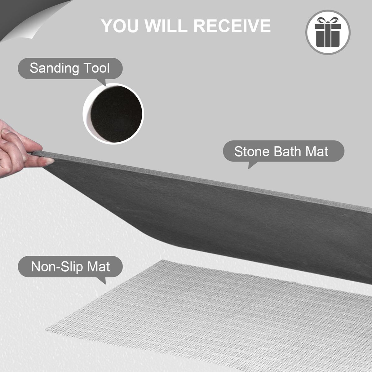 Stone Bath Mat Diatomaceous Earth Shower Mat Non-Slip Super Absorbent Diatomite Stone Mats for Bathroom Floor Quick-Drying Easy to Clean (39x60cm/16