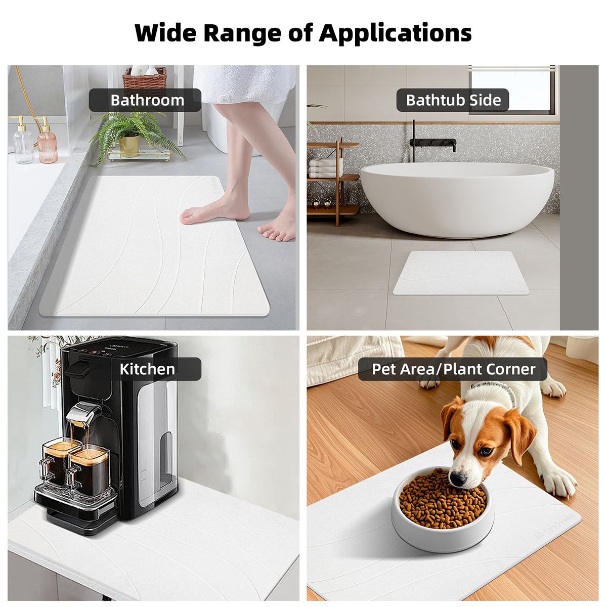  Stone Bath Mat - Super Absorbent Quick-Dry Diatomite Bath Mat, Non-Slip Bathroom Floor Mat with Anti-Slip Pad, Natural & Sustainable (39x60cm/16