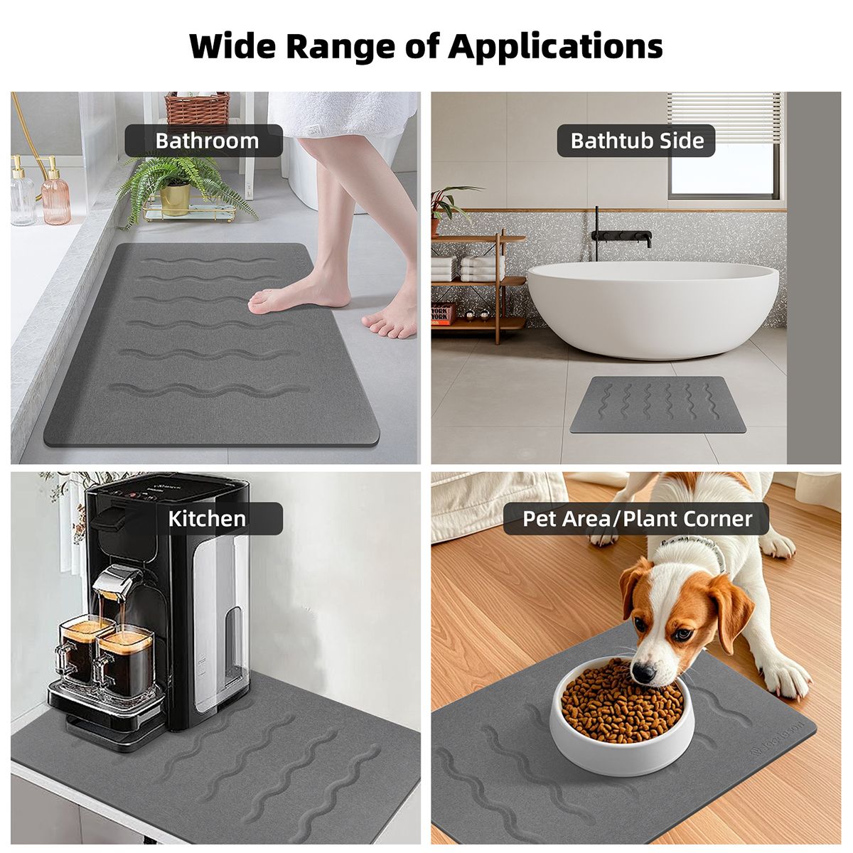 Stone Bath Mat Diatomaceous Earth Shower Mat Non-Slip Super Absorbent Diatomite Stone Mats for Bathroom Floor Quick-Drying Easy to Clean (39x60cm/16