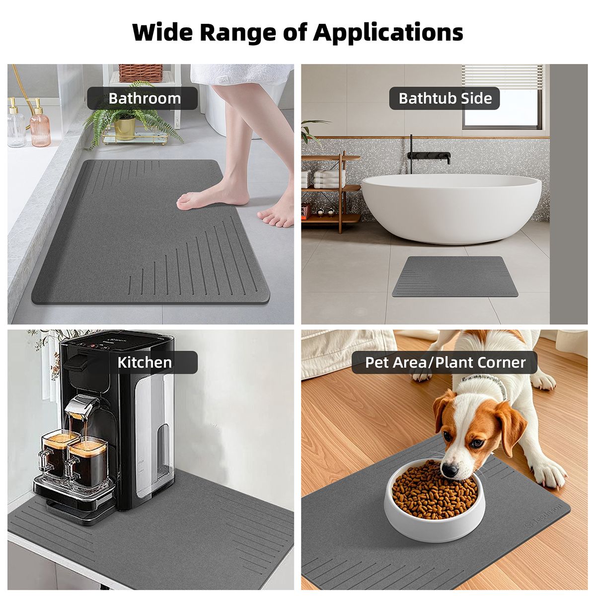 Stone Bath Mat Diatomaceous Earth Shower Mat Non-Slip Super Absorbent Diatomite Stone Mats for Bathroom Floor Quick-Drying Easy to Clean (39x60cm/16