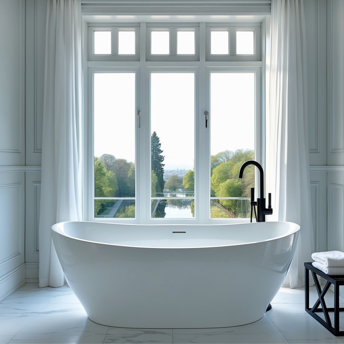 Elda Glossy Symmetrical Freestanding Acrylic Bathtub 170 x 80cm