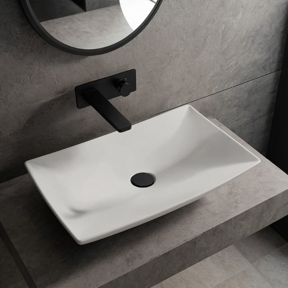 Frias Matt White Countertop Stone Basin 632mm