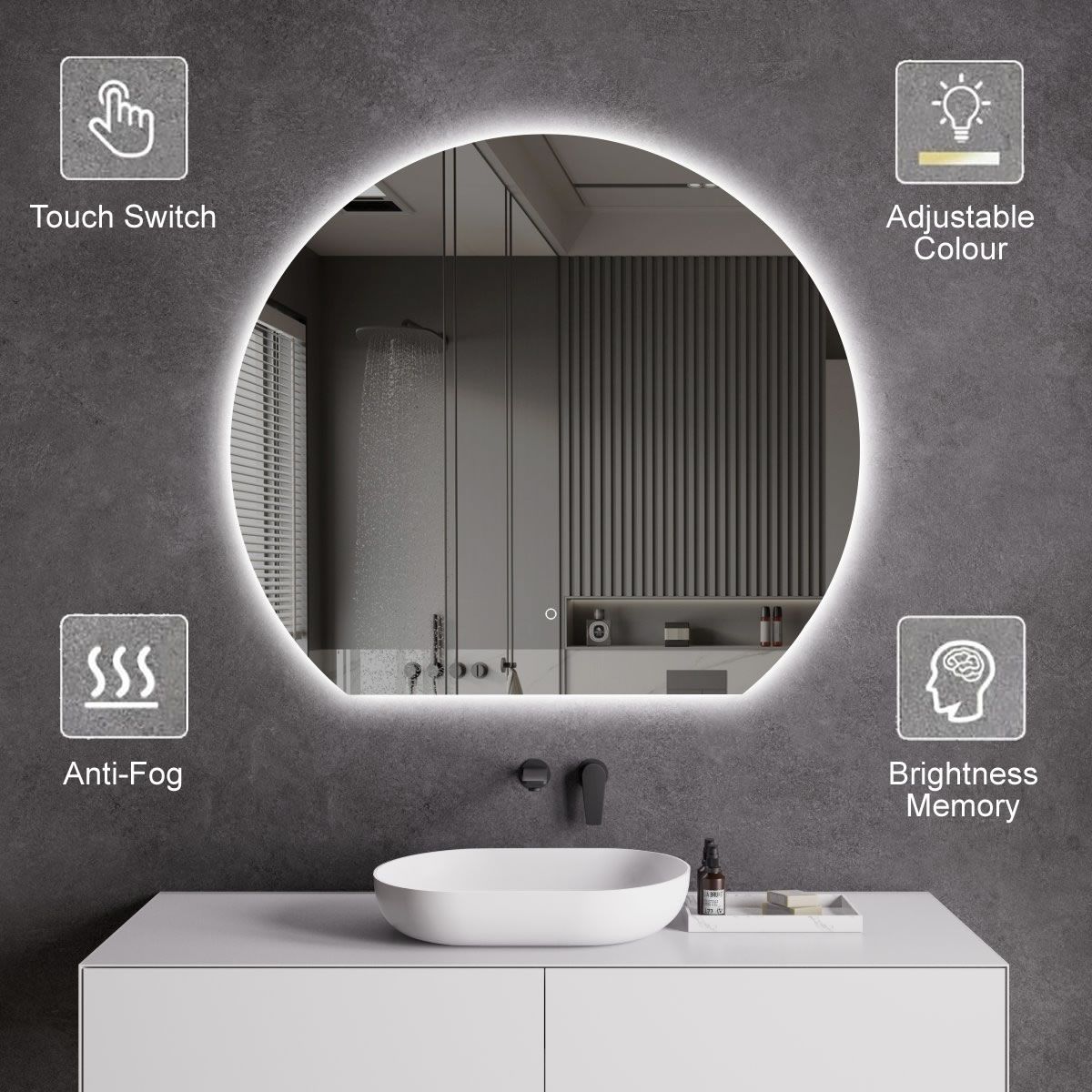 La Roca Full Moon Heated Anti-Fog LED Bathroom Mirror 120cm