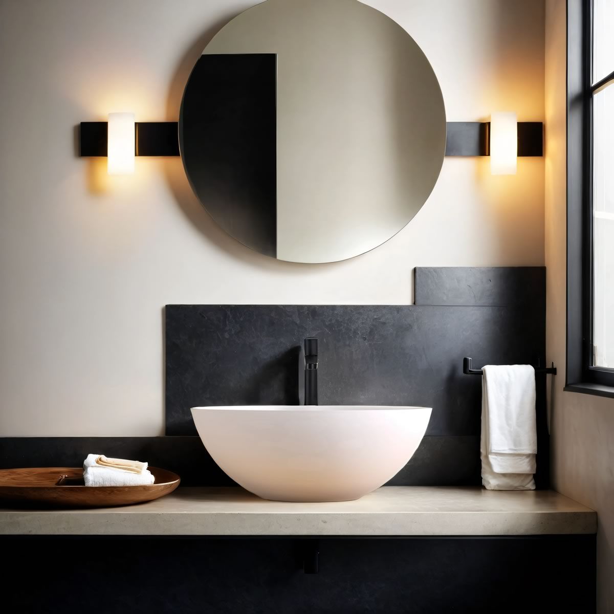 Galicia Matt White Countertop Stone Basin 400mm