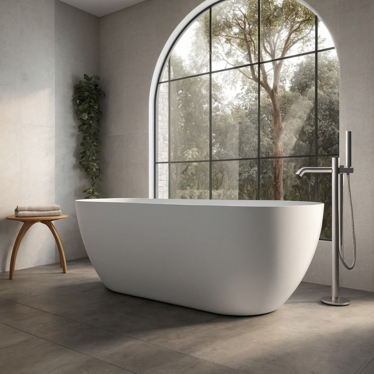 Girona Matt White Freestanding Stone Bath 1500mm