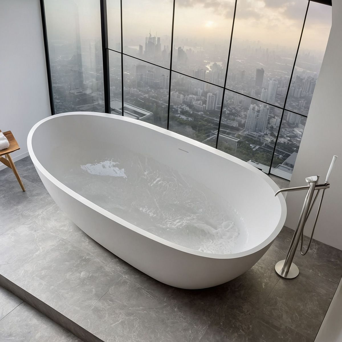 Huesca Matt White Freestanding Stone Bath 1800mm