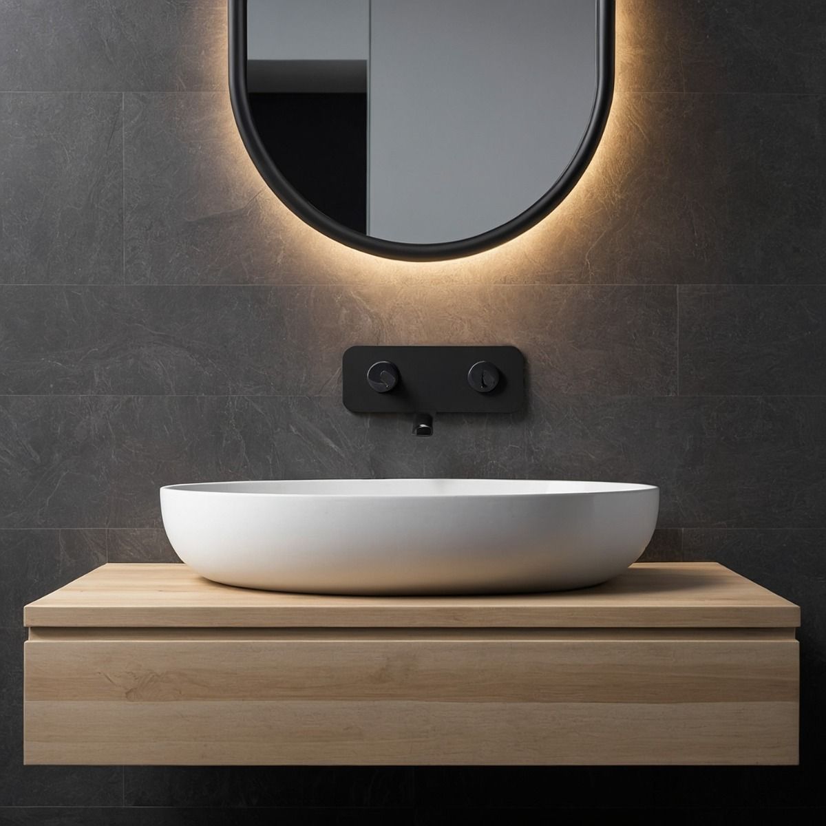 Isabena Matt White Countertop Stone Basin 540mm