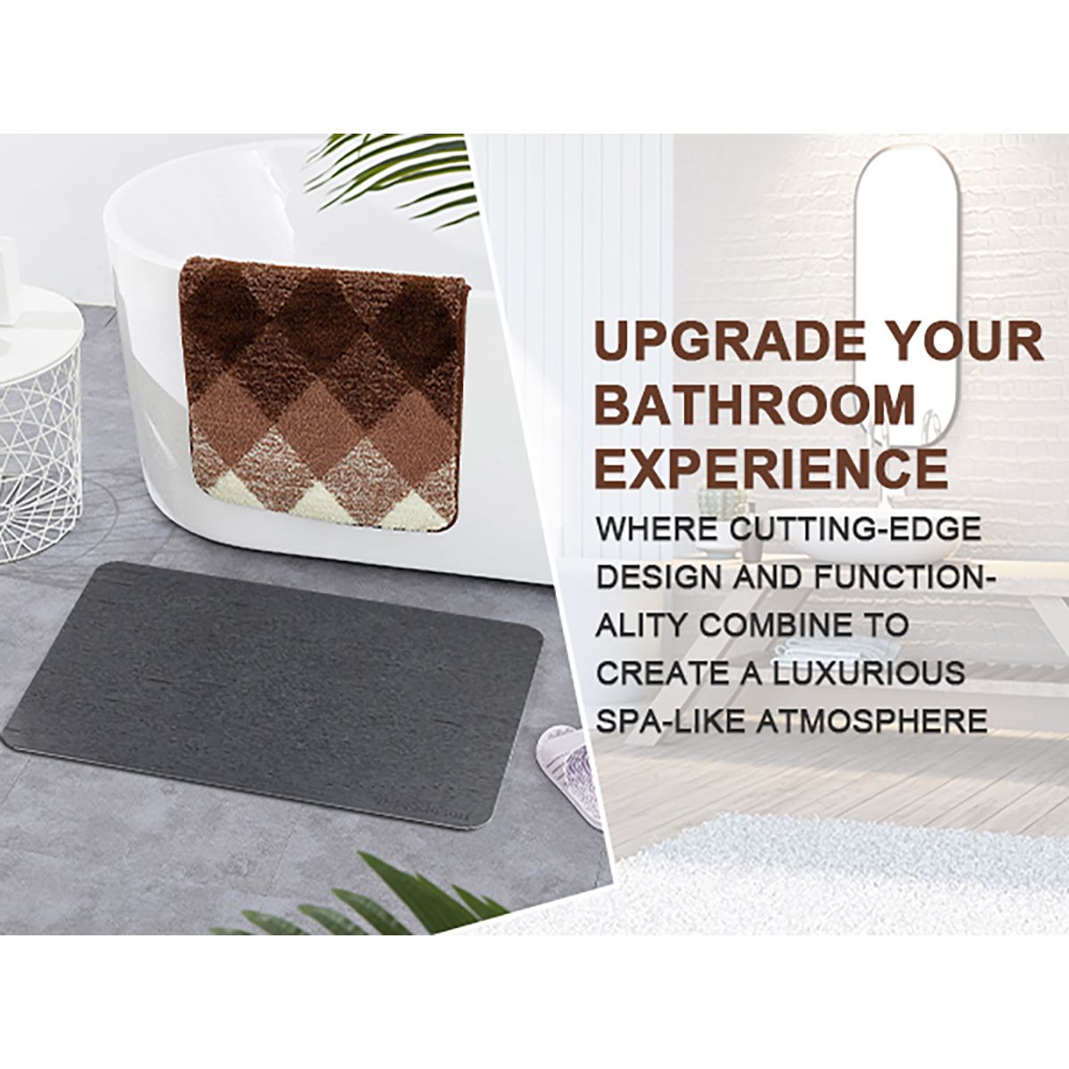 Stone Bath Mat Diatomaceous Earth Shower Mat Non-Slip Super Absorbent Diatomite Stone Mats for Bathroom Floor Quick-Drying Easy to Clean (39x60cm/16