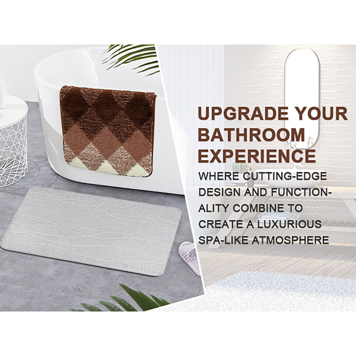 Stone Bath Mat Diatomaceous Earth Shower Mat Non-Slip Super Absorbent Diatomite Stone Mats for Bathroom Floor Quick-Drying Easy to Clean (39x60cm/16