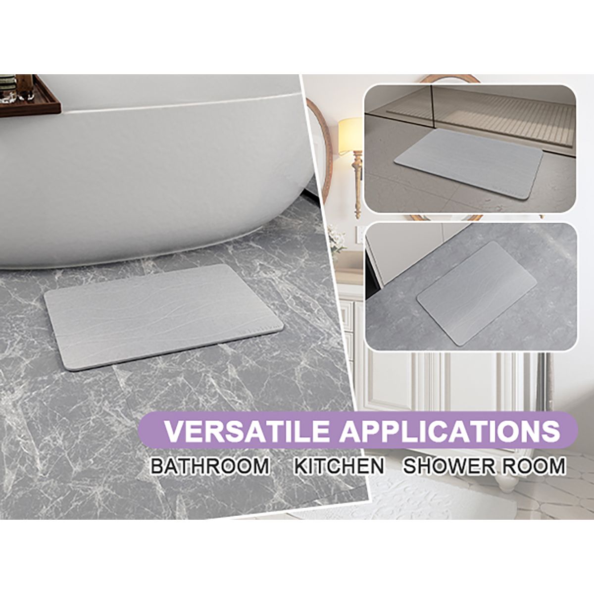 Stone Bath Mat Diatomaceous Earth Shower Mat Non-Slip Super Absorbent Diatomite Stone Mats for Bathroom Floor Quick-Drying Easy to Clean (39x60cm/16