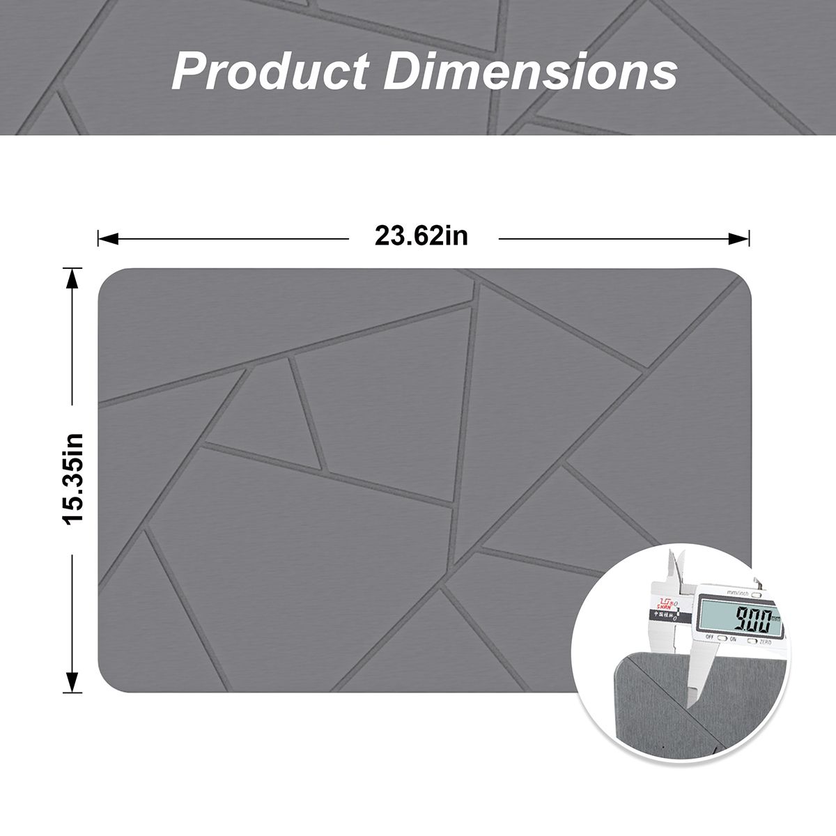 Stone Bath Mat - Super Absorbent Quick-Dry Diatomite Bath Mat, Non-Slip Bathroom Floor Mat with Anti-Slip Pad, Natural & Sustainable (39x60cm/16