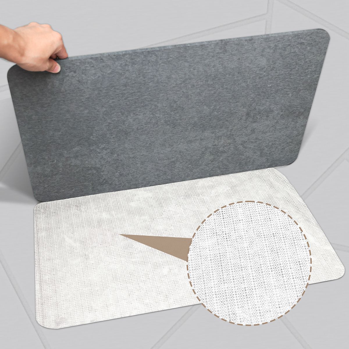 Stone Bath Mat - Super Absorbent Quick-Dry Diatomite Bath Mat, Non-Slip Bathroom Floor Mat with Anti-Slip Pad, Natural & Sustainable (39x60cm/16