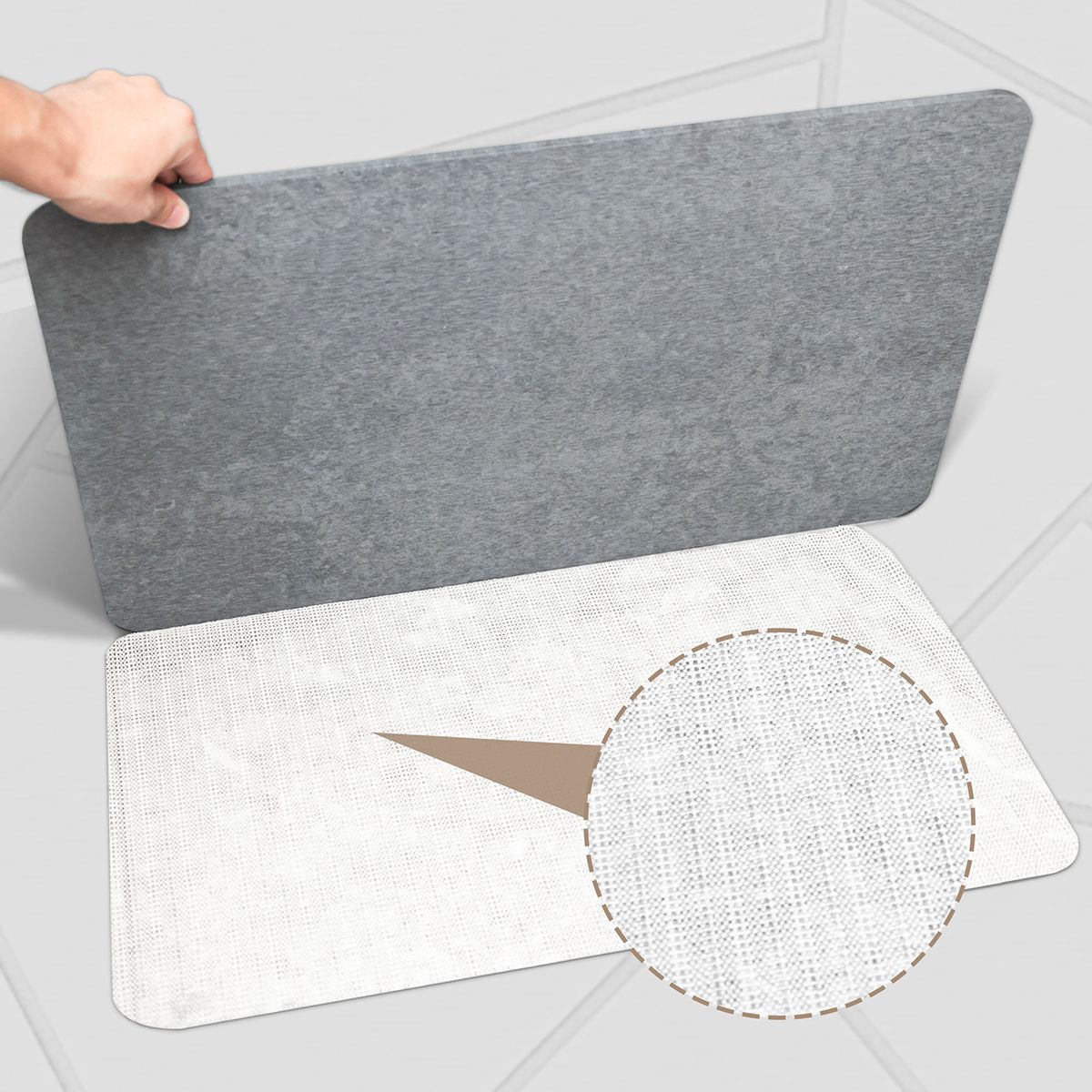  Stone Bath Mat - Super Absorbent Quick-Dry Diatomite Bath Mat, Non-Slip Bathroom Floor Mat with Anti-Slip Pad, Natural & Sustainable (39x60cm/16