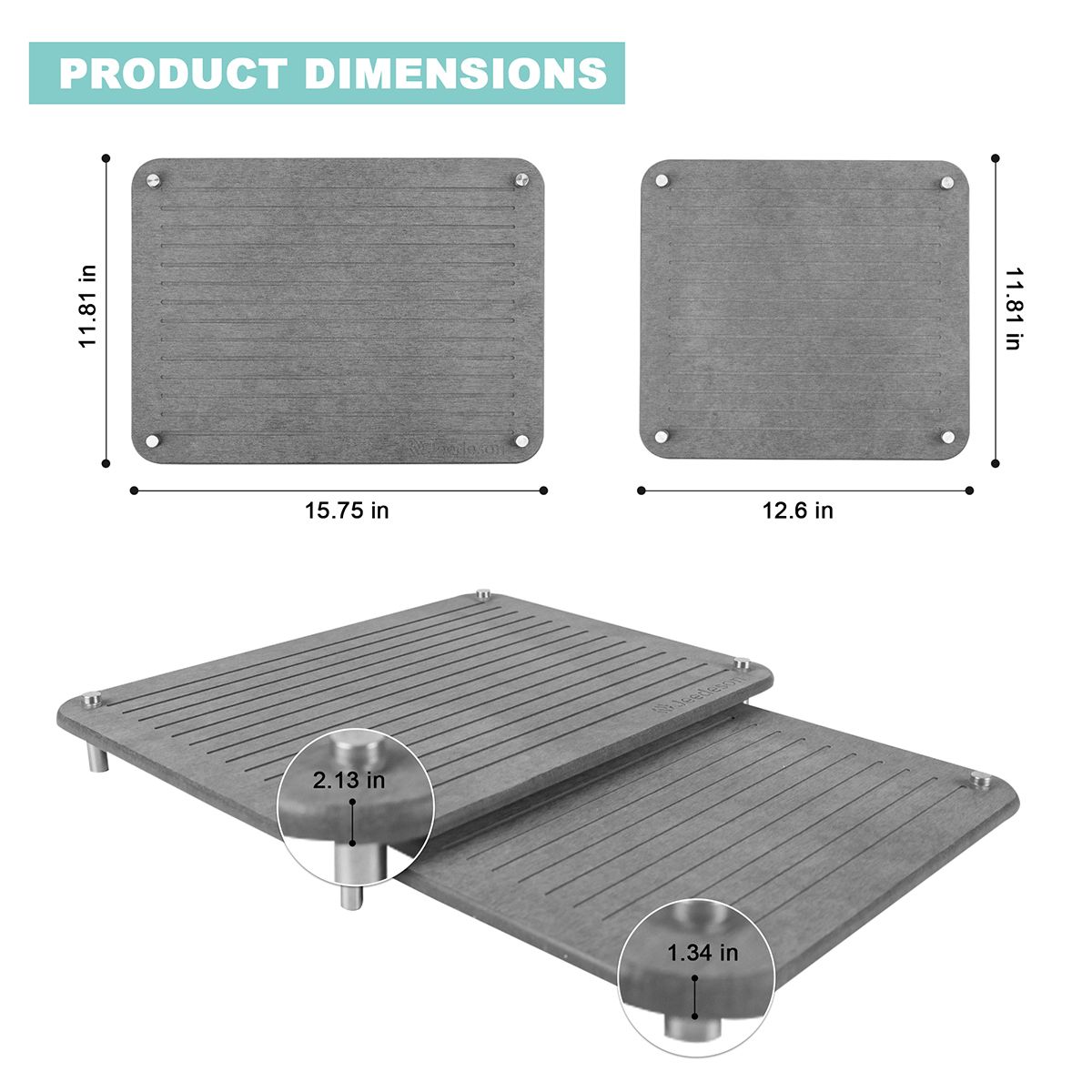 2-Pack Large Diatomite Dish Drying Mat, Fast-Absorbing Stone Drying Mat for Kitchen Countertops, Sink Side, Dark Grey