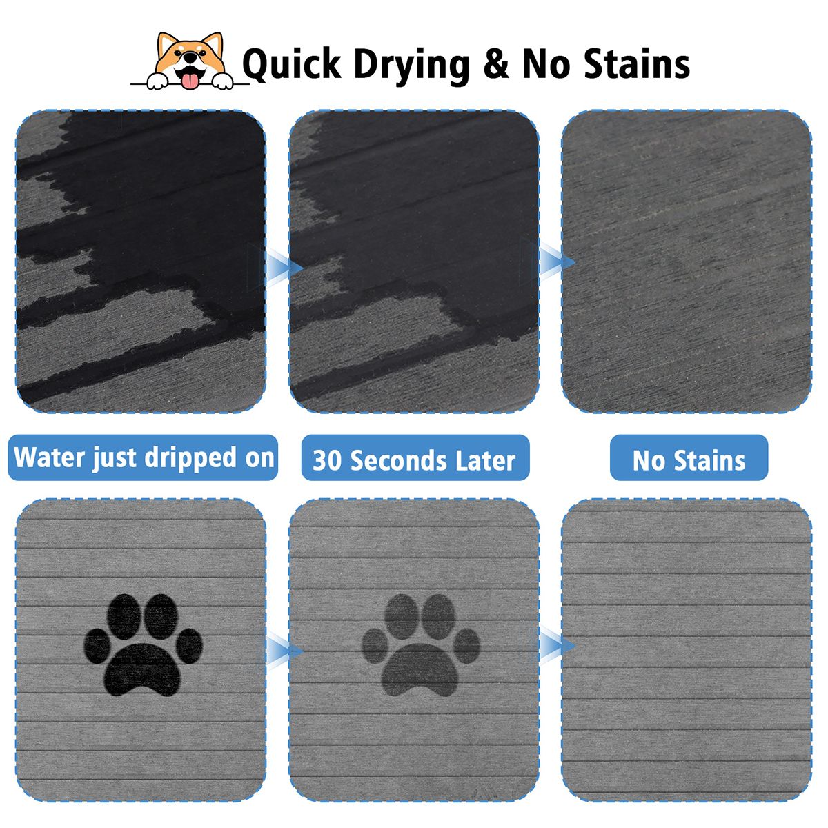 2-Pack Large Diatomite Dish Drying Mat, Fast-Absorbing Stone Drying Mat for Kitchen Countertops, Sink Side, Dark Grey