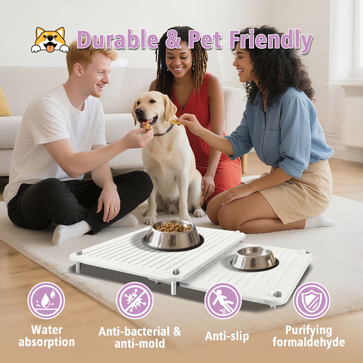 Premium 2-Pack Diatomite Dish Drying Mat | Fast-Absorbing Stone Sink Tray | Expandable Worktop Drying Rack Pad | Eco-Friendly Kitchen Drain Board, Light Grey