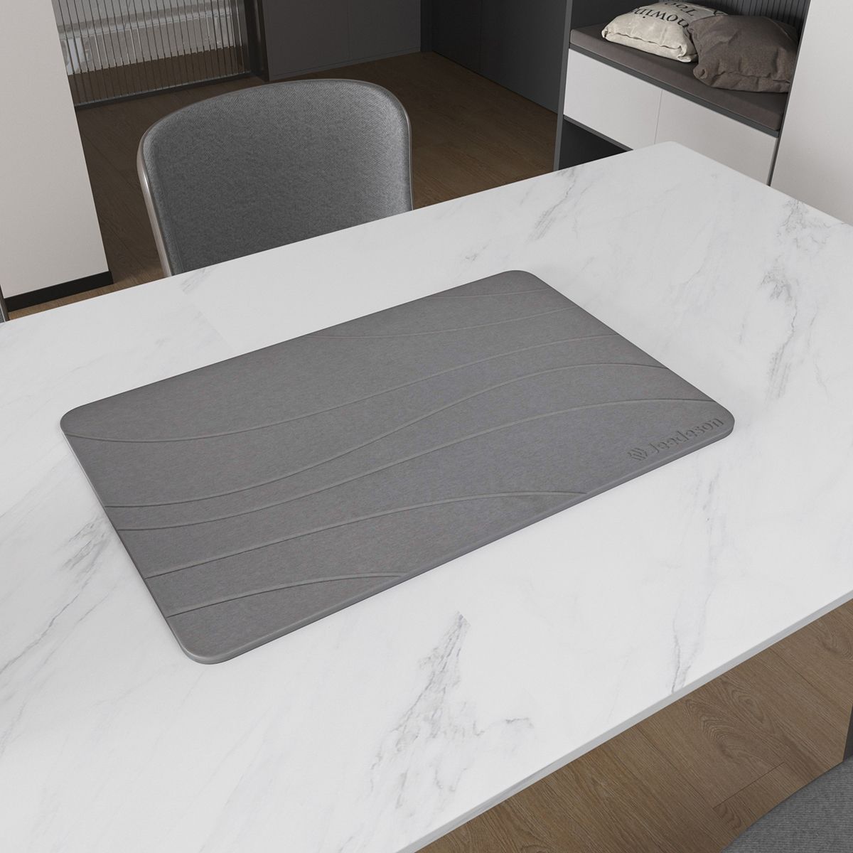  Stone Bath Mat - Super Absorbent Quick-Dry Diatomite Bath Mat, Non-Slip Bathroom Floor Mat with Anti-Slip Pad, Natural & Sustainable (39x60cm/16