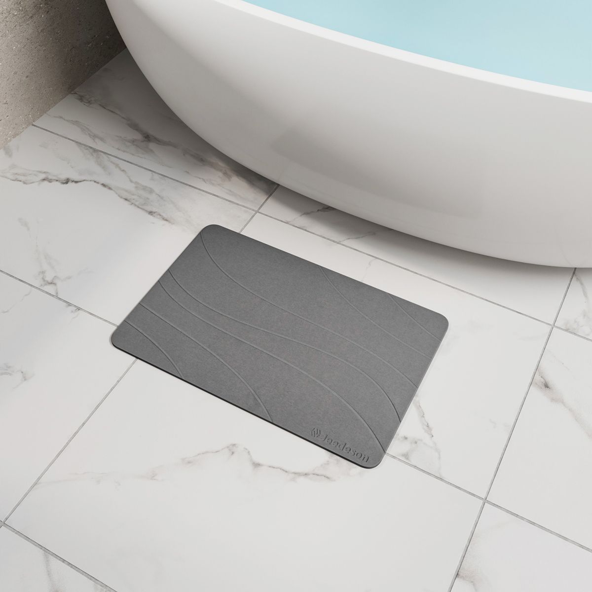  Stone Bath Mat - Super Absorbent Quick-Dry Diatomite Bath Mat, Non-Slip Bathroom Floor Mat with Anti-Slip Pad, Natural & Sustainable (39x60cm/16