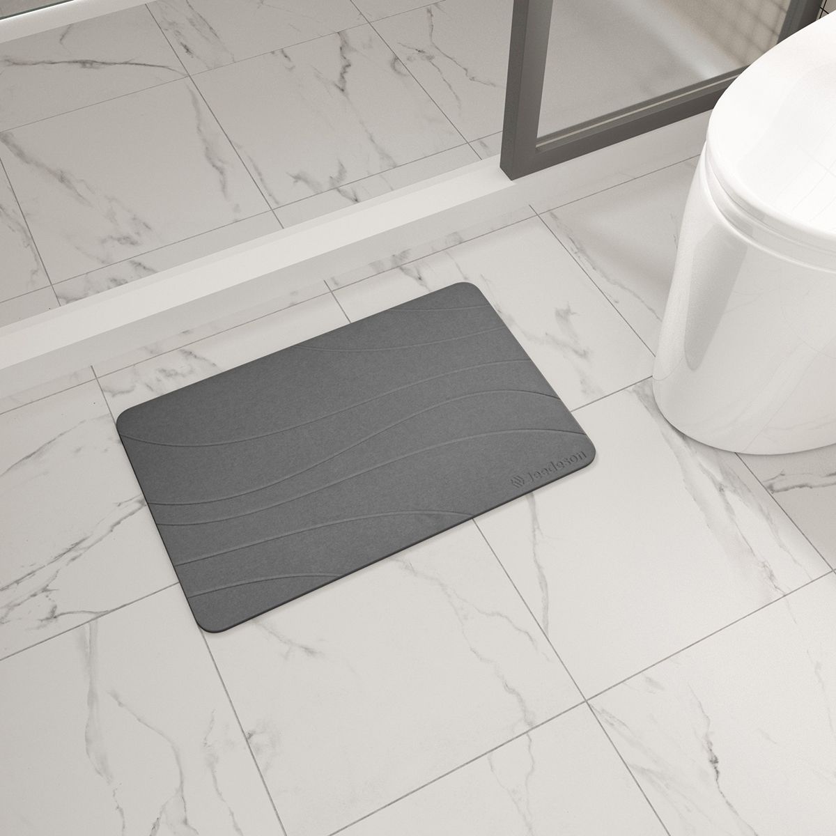  Stone Bath Mat - Super Absorbent Quick-Dry Diatomite Bath Mat, Non-Slip Bathroom Floor Mat with Anti-Slip Pad, Natural & Sustainable (39x60cm/16