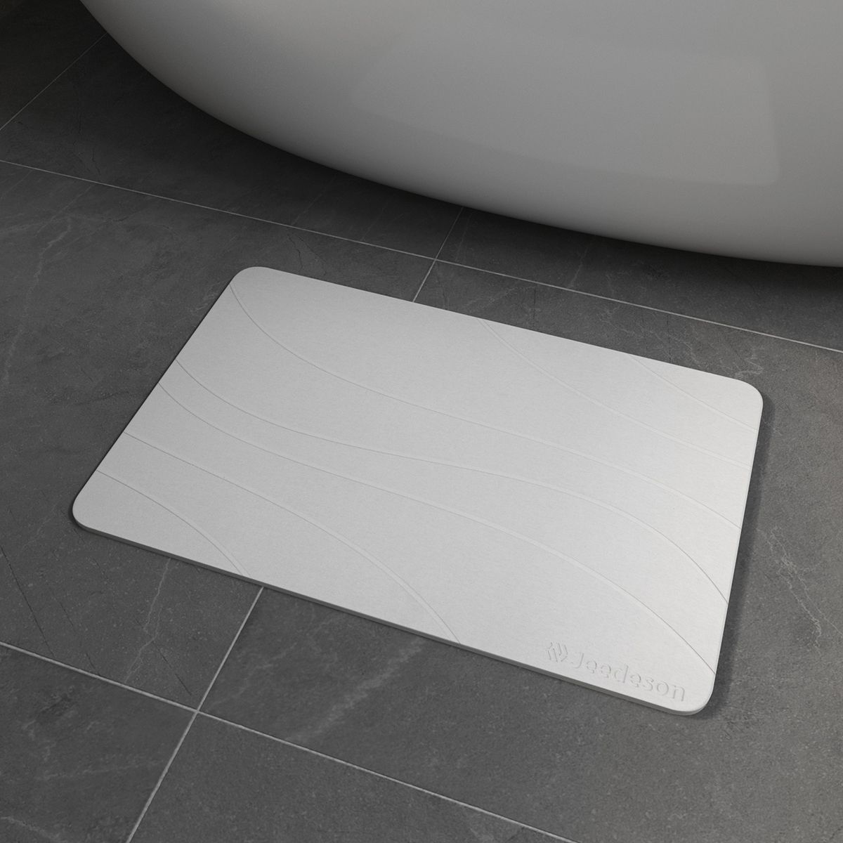  Stone Bath Mat - Super Absorbent Quick-Dry Diatomite Bath Mat, Non-Slip Bathroom Floor Mat with Anti-Slip Pad, Natural & Sustainable (39x60cm/16