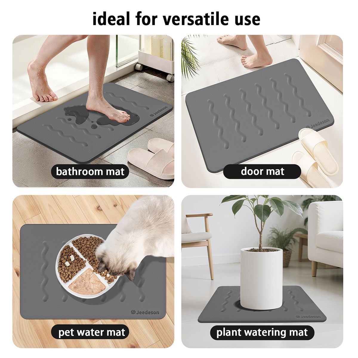 Stone Bath Mat Diatomaceous Earth Shower Mat Non-Slip Super Absorbent Diatomite Stone Mats for Bathroom Floor Quick-Drying Easy to Clean (39x60cm/16