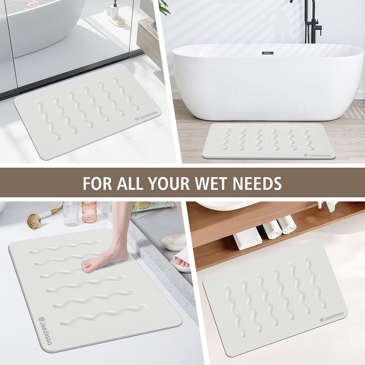 Stone Bath Mat Diatomaceous Earth Shower Mat Non-Slip Super Absorbent Diatomite Stone Mats for Bathroom Floor Quick-Drying Easy to Clean (39x60cm/16