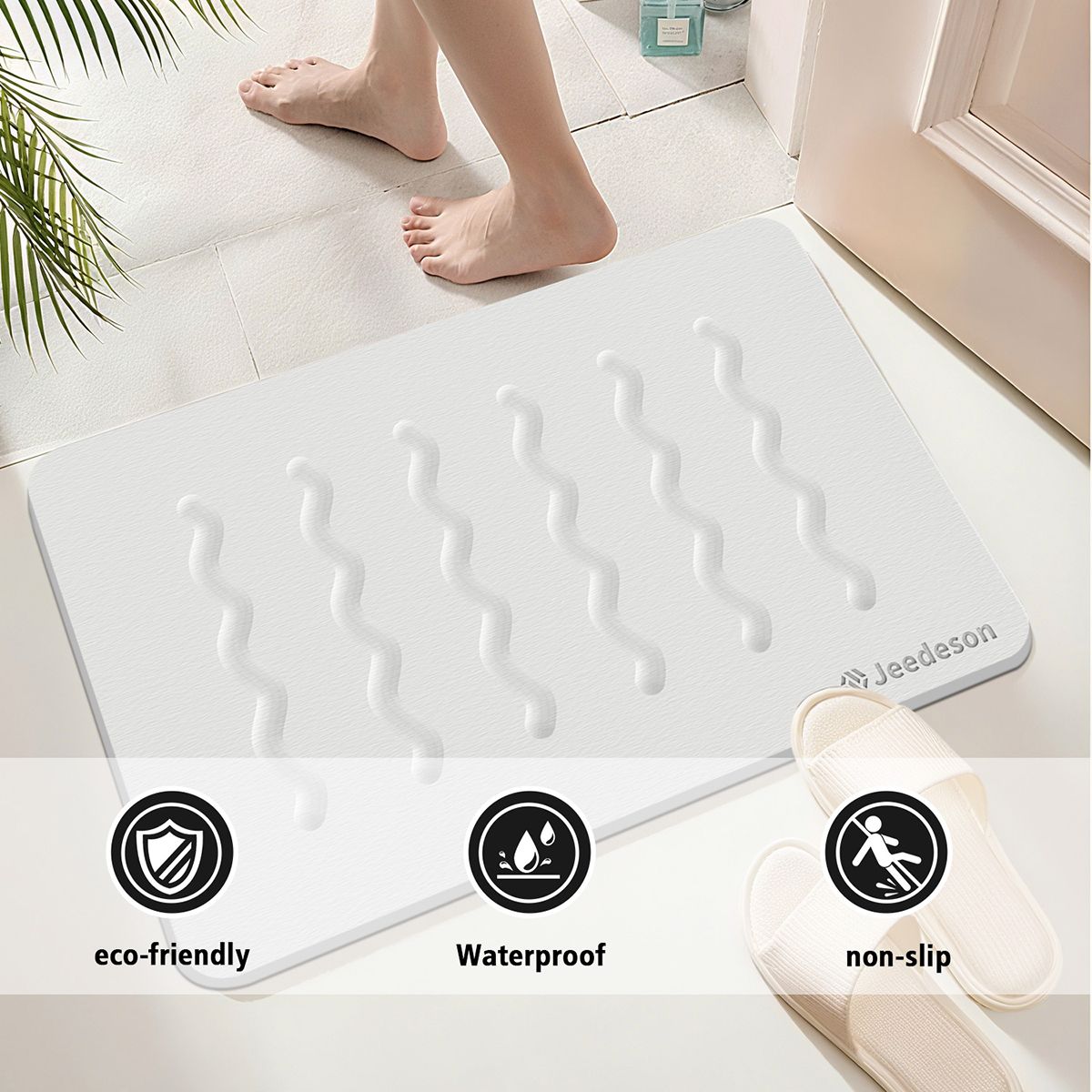 Stone Bath Mat Diatomaceous Earth Shower Mat Non-Slip Super Absorbent Diatomite Stone Mats for Bathroom Floor Quick-Drying Easy to Clean (39x60cm/16
