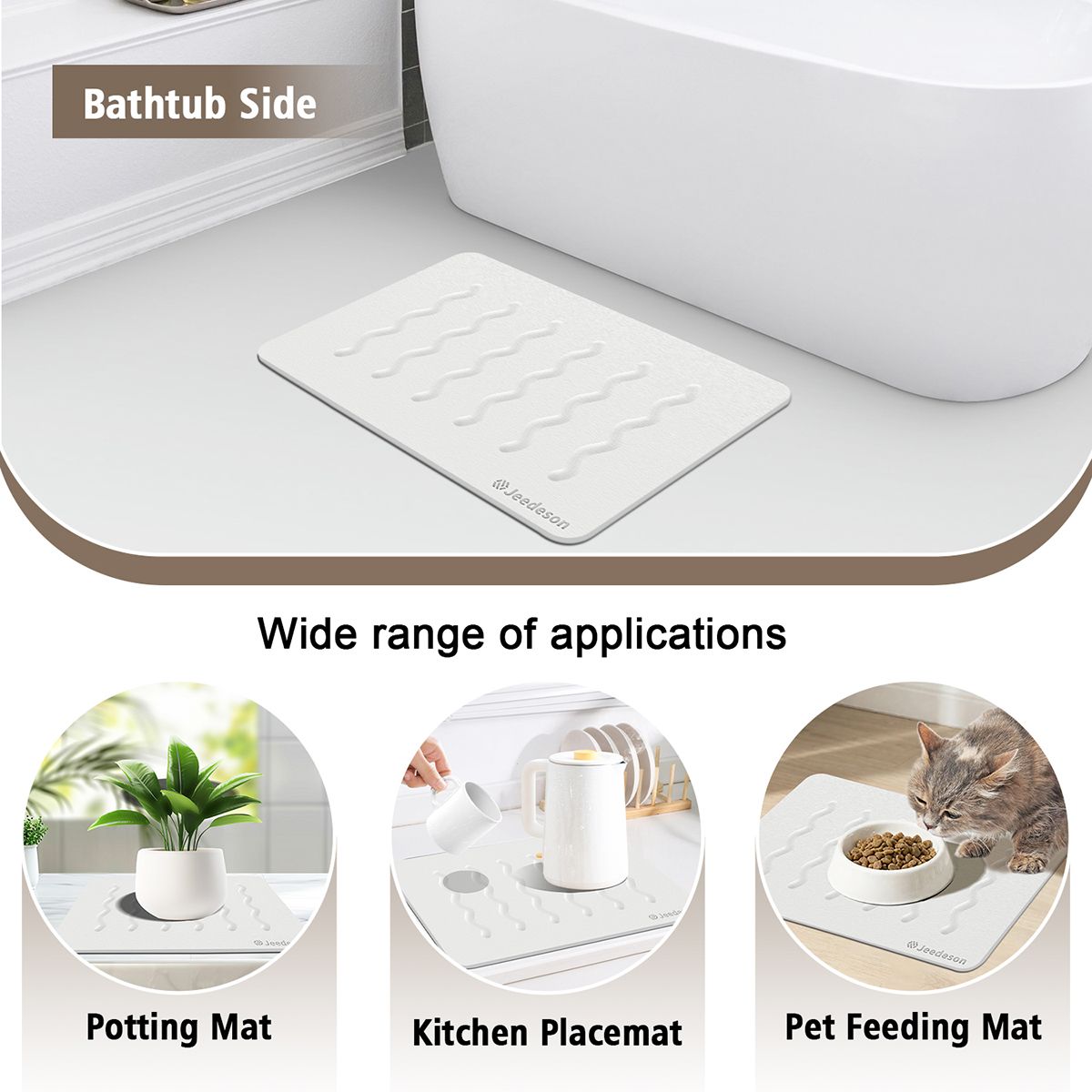 Stone Bath Mat Diatomaceous Earth Shower Mat Non-Slip Super Absorbent Diatomite Stone Mats for Bathroom Floor Quick-Drying Easy to Clean (39x60cm/16